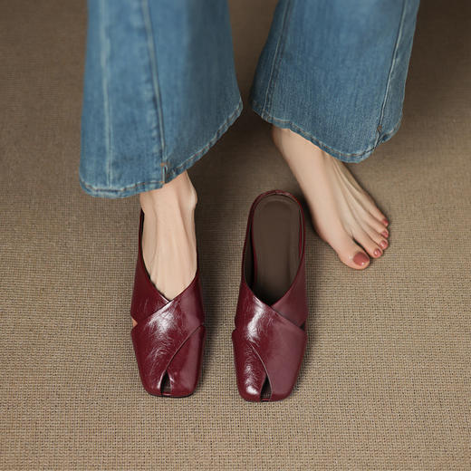 【预售5天】内增高3cm复古银色包头半拖鞋女夏外穿时尚一脚蹬厚底拖鞋子DQ&DQ1220 商品图3