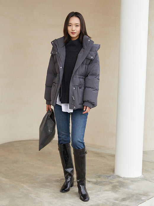 【加绒】冬新款复古蓝高腰牛仔裤 双扣设计显瘦紧身小脚裤 弹力修身百搭九分铅笔裤 商品图1