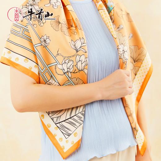 牛首山万事利联名一叶菩提系列双面印花方巾真丝复古送妈妈节日礼 商品图4