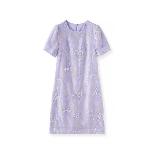 「高货wl」全新升级【铂金会员330/天猫439/差价109】(95933)洛诗琳重工刺绣钉珠蕾丝连衣裙2025夏季设计感圆领A子裙 商品图4