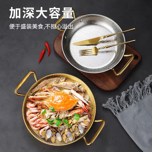 【304不锈钢火锅锅，商用电磁炉通用！】双耳锤纹干锅 加厚食品级304不锈钢 商用火锅电磁炉通用海鲜锅-QQ 商品图3