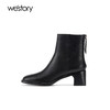westory2021秋季新款短靴纯色粗跟时尚英伦风靴子女W21DS80721 商品缩略图5