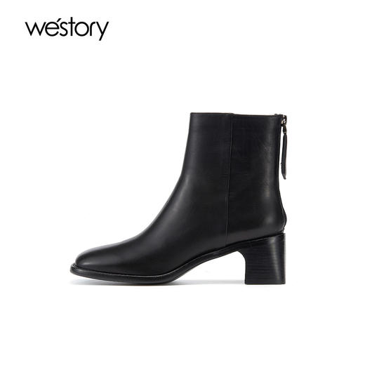 westory2021秋季新款短靴纯色粗跟时尚英伦风靴子女W21DS80721 商品图5