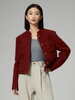 酒红色立领多口袋毛呢短外套 复古风单排扣显瘦上衣 秋冬质感百搭女式夹克 商品缩略图0
