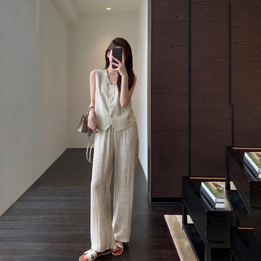 Michael Klein 老钱风天丝亚麻马甲裤子套装 上衣7560裤子7561（下单3-7天发货） 商品图2