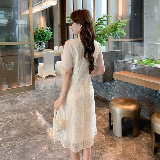 奢姿大码女装2025夏季改良旗袍拼接时尚连衣裙胖妹妹气质立领裙子9952890404 商品图3