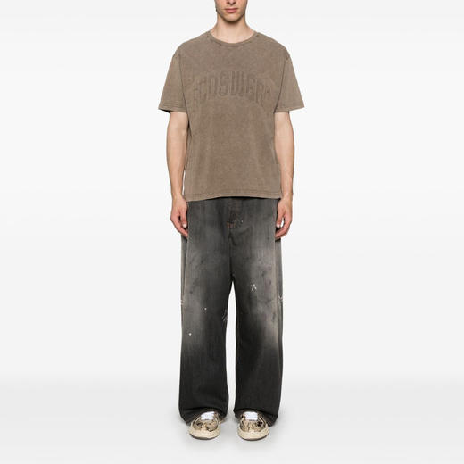 GCDS 男士字母徽标压花棉质圆领短袖T恤 深棕色 B1CM2320JH7 39 商品图3