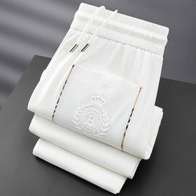 轻奢夏季薄款冰丝滑柔软运动裤男修身束脚高端速干松紧带休闲裤男