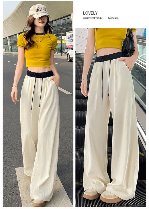 🔥夏日必备❗这款休闲阔腿裤🙈秒变长腿女神🥰阔腿裤的流畅, 德芙般丝滑🍫！  【马吉拉同款撞色腰阔腿裤】 商品图11