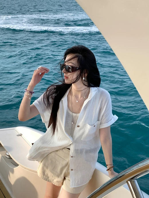 🚀速抢款🔥救命！这件车厘子红衬衫美到犯规！ 🇮🇹【cosAcosB轻薄微透松弛感翻领亚麻衬衫】 💃显白一绝+透气到会呼吸！ 商品图9