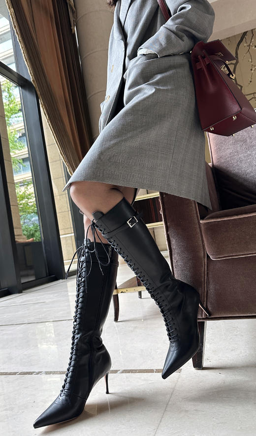 westory2024年秋冬新款优雅风细高跟百搭高靴时装靴W24DQ85001 商品图4