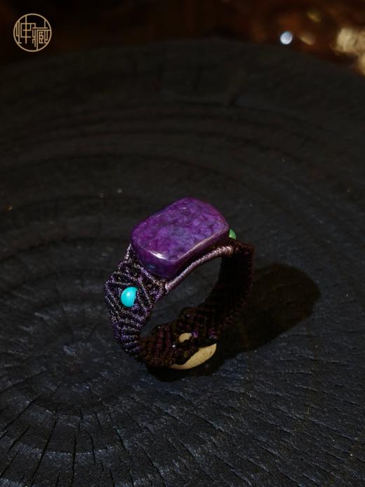 舒俱徕配绿松石小圆珠编艺戒指一对 商品图1