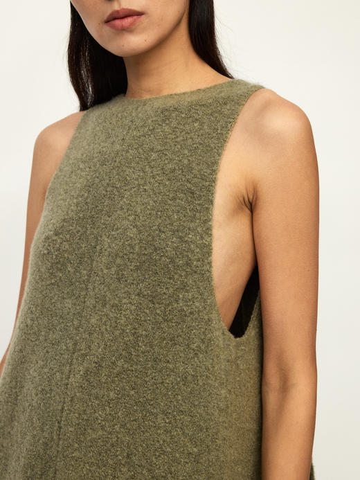 Ruohan 25PF 绿色圈圈纱羊绒针织层叠上衣 商品图4