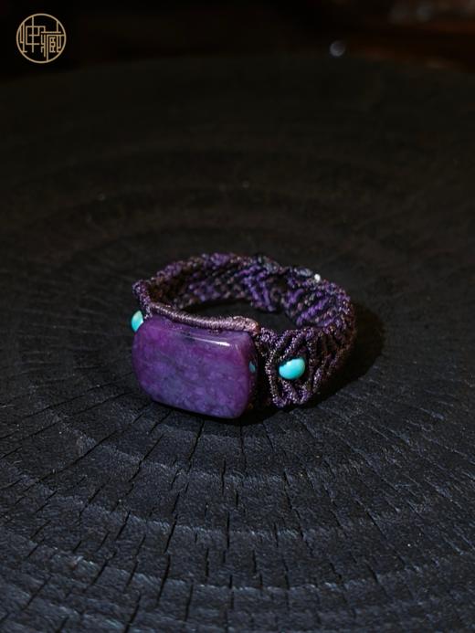 舒俱徕配绿松石小圆珠编艺戒指一对 商品图0