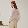 谜底衬衣长袖女2025秋季新品复古通勤V领泡泡袖花边衬衫253MC1066 商品缩略图2