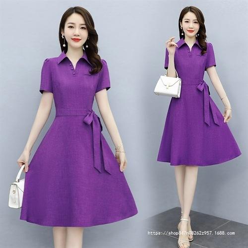 夏季连衣裙女小个子2025新款收腰修身显瘦温柔风气质法式衬衫裙子YBER2136 商品图2