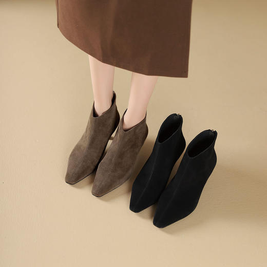 westory2024年秋冬新款优雅风中高跟百搭短靴切尔西S24DS84511 商品图5