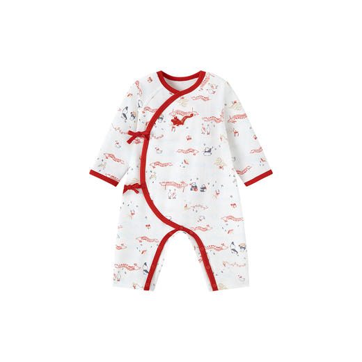 【商场同款】英氏初生婴儿连体衣新生儿宝宝长袖国风满月百天服 商品图4