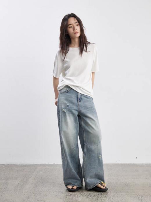 步履不停/5B42107C/水洗做旧直筒牛仔裤 商品图3