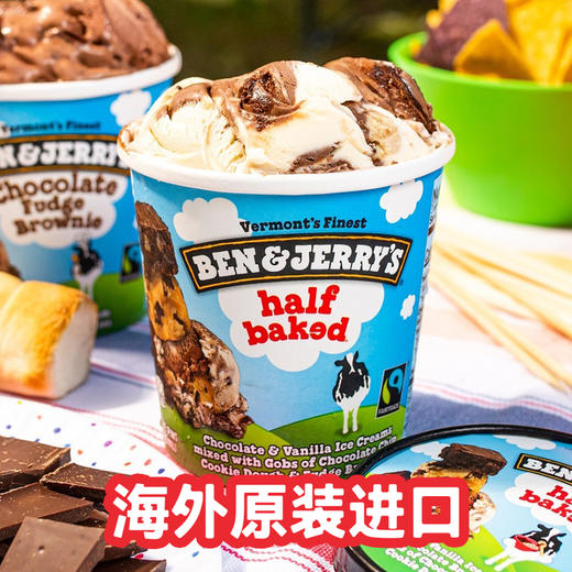 Ben&Jerry's本杰瑞巧克力布朗尼冰淇淋465mL进口香草焦糖桶装雪糕 商品图3