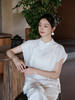 盛唐婧| 新中式小立领落肩蝴蝶盘扣短上衣-白色 商品缩略图3