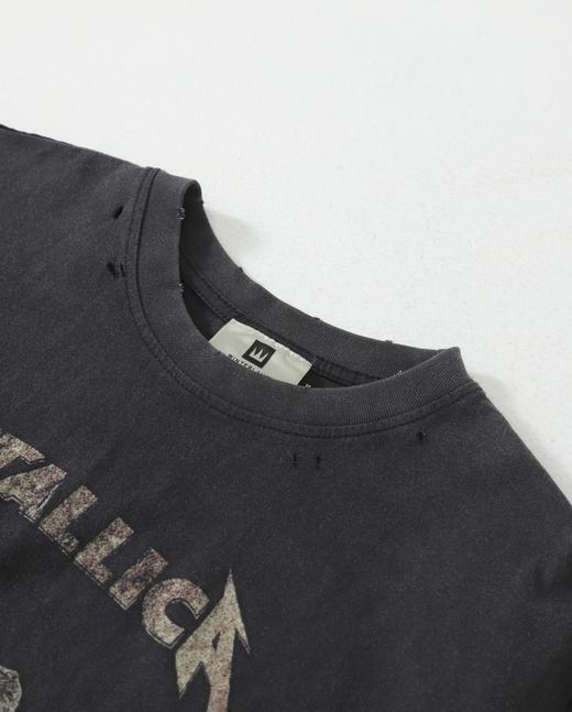 点此购买 METALLICA夏季男女款摇滚乐队限定复古水洗做旧破坏高街短袖T恤 md 321793 商品图13