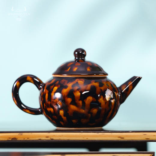 问鼎虎斑天目水平壶 商品图0