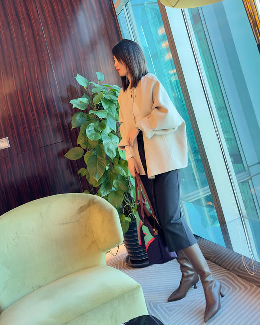 westory2023秋季新品秀气猫跟尖头靴后拉链舒适好搭骑士靴W23DQ83261 商品图6