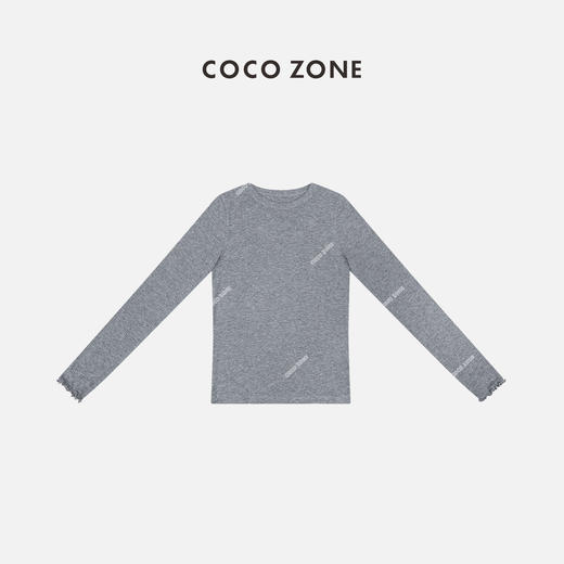 COCO ZONE 刘一一 春季新款长袖T恤圆领显瘦内搭打底衫CD1A0331 商品图0