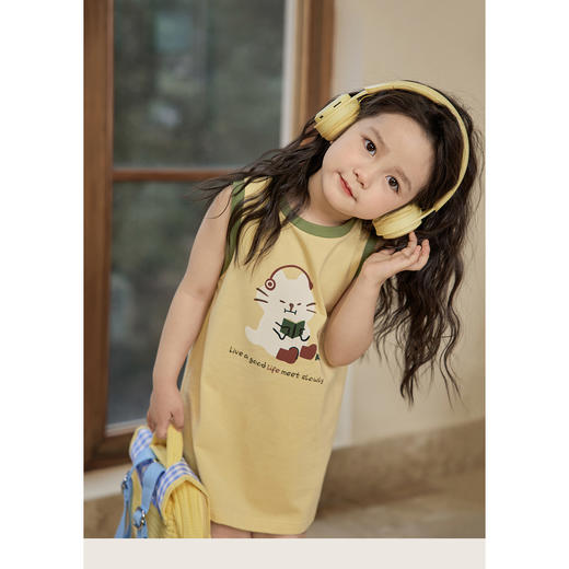 【童趣印花，可爱耐看！】宝宝t裙女长款背心裙 夏季婴儿凉感冰瓷棉连衣裙-QQ 商品图2