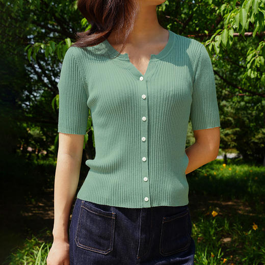 东黎 • 温柔的海风 桑蚕丝山羊绒 夏季女士精纺套衫 5303 商品图8