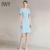 IWY/蓝色短袖圆领连衣裙女收腰汉堡显瘦珠宝销售工作服医美正装25Q736 商品缩略图0