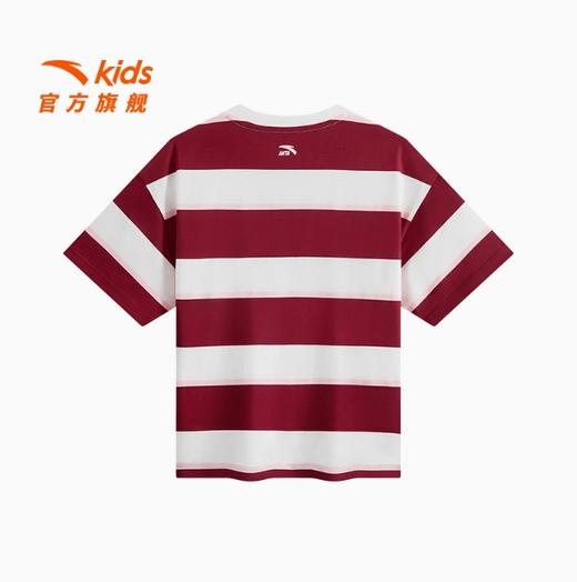 安踏儿童短T女大童针织短袖衫25新款中大童纯棉上衣学院风条纹T恤362531108 商品图1