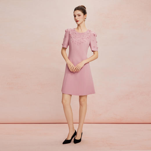 QF8E6斯尔丽2025夏季新款轻奢立体绣花法式浪漫收腰放摆轻礼服连衣裙 商品图3