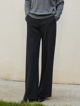 【加厚】深灰色阔腿裤女 秋冬垂感显瘦 高腰宽松直筒休闲拖地长裤