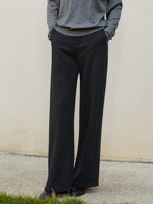 【加厚】深灰色阔腿裤女 秋冬垂感显瘦 高腰宽松直筒休闲拖地长裤 商品图0