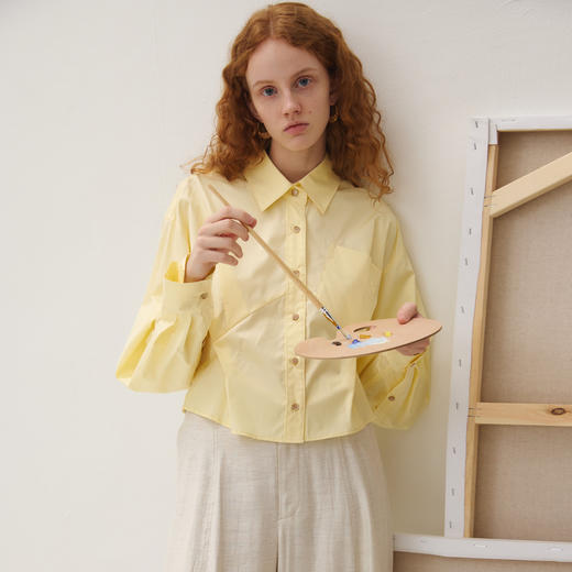 谜底衬衣长袖女2025秋季新品通勤立裁腰线花苞优雅衬衫253MC1040 商品图0