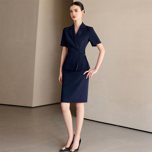 IWY/高级感藏青色职业西装套裙女夏季薄款售楼部工装酒店经理接待正装24CS563 商品图3