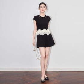 「高货wl」全新升级【铂金会员321/天猫429/差价108】(99333)洛诗琳小香风钉珠圆领拼荷叶边上衣洋气减龄短裤套装女