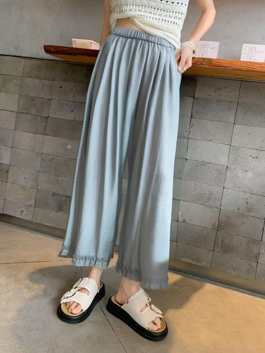 7.21秒杀~12536木耳边九分夏季超凉快透气压皱肌理纹休闲裤-喜出 商品图5