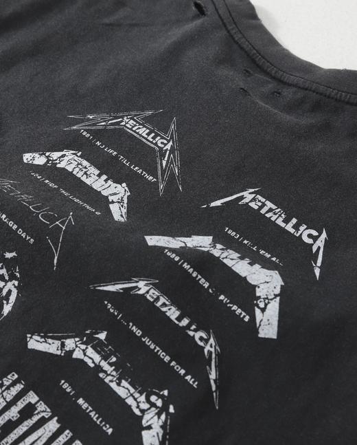 点此购买 METALLICA夏季男女款摇滚乐队限定复古水洗做旧破坏高街短袖T恤 md 321793 商品图8