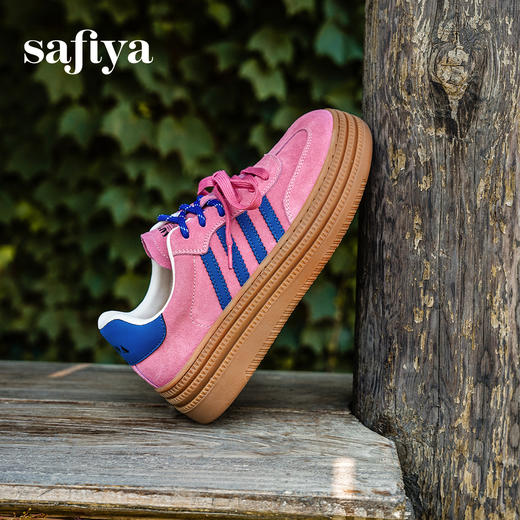 预售7天|Safiya/索菲娅2025可露丽拼色厚底双系带休闲复古百搭德训鞋SFD3112439 商品图1