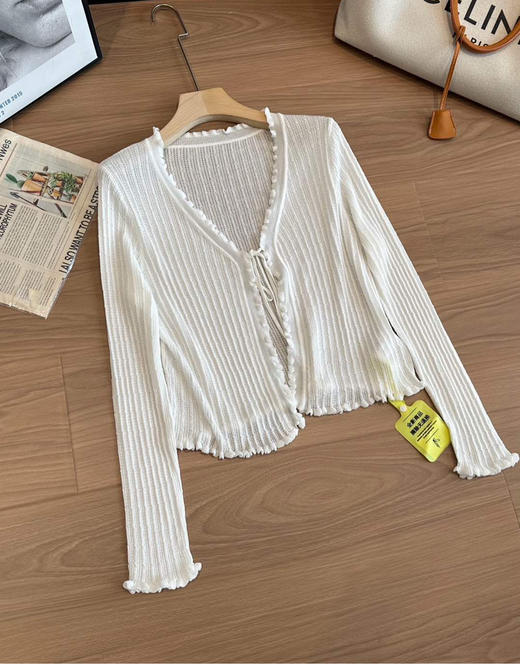 桑蚕丝木耳边针织空调衫开衫061903 商品图7