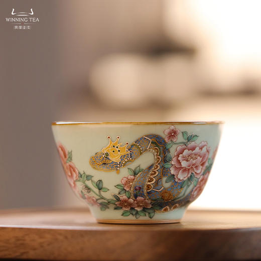 问鼎汝瓷鼎峰系列天青精工复刻款巍澜杯（一路生花） 商品图0