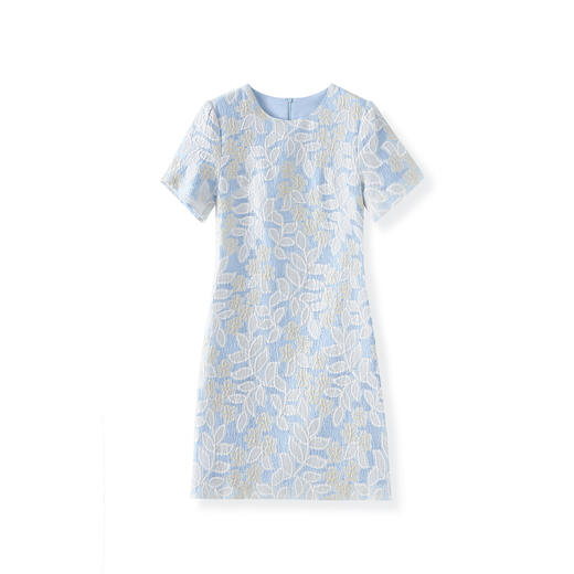 「高货wl」全新升级【铂金会员293/天猫399/差价106】(00432)洛诗琳小香风重工浮雕提花连衣裙2025夏季精致优雅A字裙女 商品图4