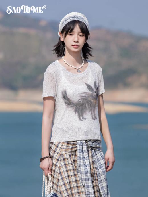 早乙女惠子saotome/STMDX252273/水彩晕染动物短袖T恤 商品图1