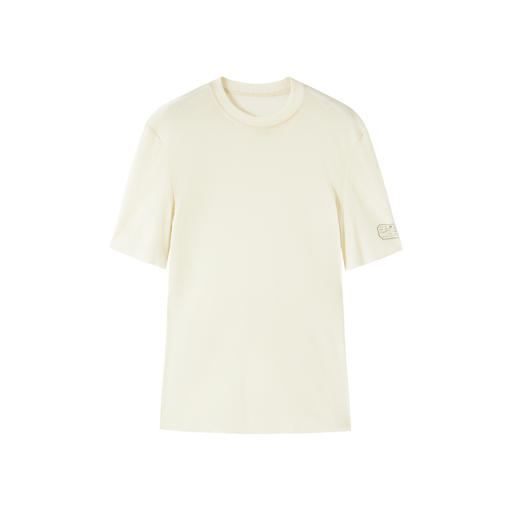 谜底白T恤短袖女2025秋季新品极简百搭丝绒印花修身上衣253MT1042 商品图4