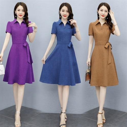 夏季连衣裙女小个子2025新款收腰修身显瘦温柔风气质法式衬衫裙子YBER2136 商品图3