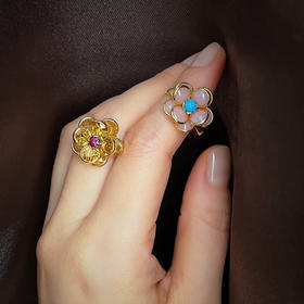 CHIC系列 18K镶粉欧泊和松石 戒指