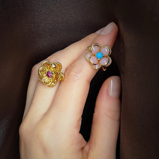 CHIC系列 18K镶粉欧泊和松石 戒指 商品图0